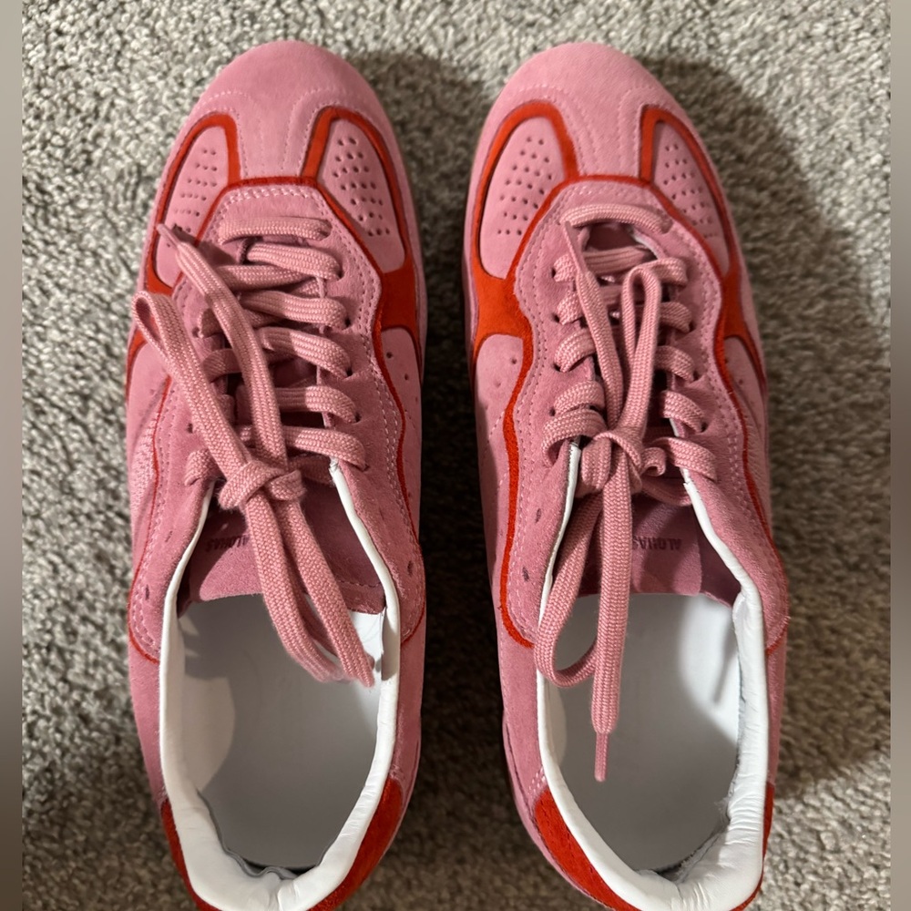 ALOHAS Pink and Red Suede Women's Sneakers